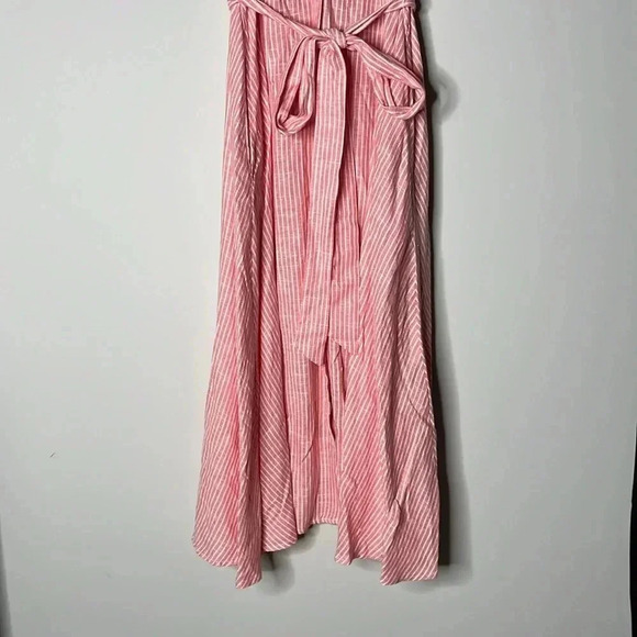 Woman Within Women’s Pink Linen Blend Stripe Midi Dress Size 14 - Picture 4 of 10